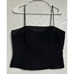 JS Collections Solid Black Spaghetti Strap Boning‎ Beaded Lined Dressy Top Sz 10